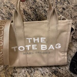 Marc Jacobs Beige Canvas Mini Tote with White Logo